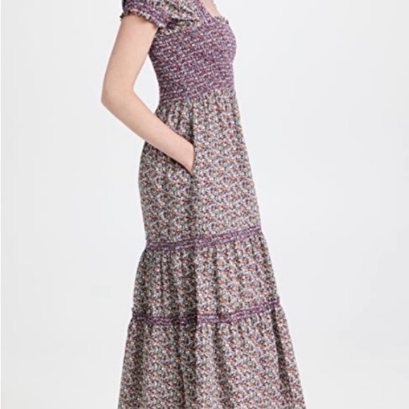 OPT Floral Purple Smock Midi Dress Size M - Picture 3 of 7